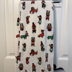 Christmas Holiday Dachshund Fleece Throw Blanket